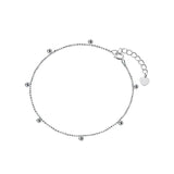 MloveAcc S925 Silver Beaded Chain Bracelet 19.5CM for Women Lady Daughter