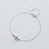 925 Sterling Silver Plane CZ Bracelet for Women