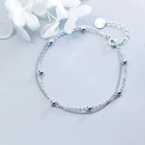 MloveAcc 925 Sterling Silver Beaded Bracelet Double Layer Link Chain Bracelets