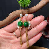 Emerald Jadeite Earrings Bracelets Set 925 Silver