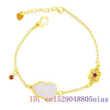 Natural Chalcedony Zircon 925 Silver Bracelet