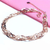 14K Rose Gold Sparkling Geometry Bracelet for Women
