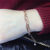 14K Rose Gold Sparkling Geometry Bracelet for Women