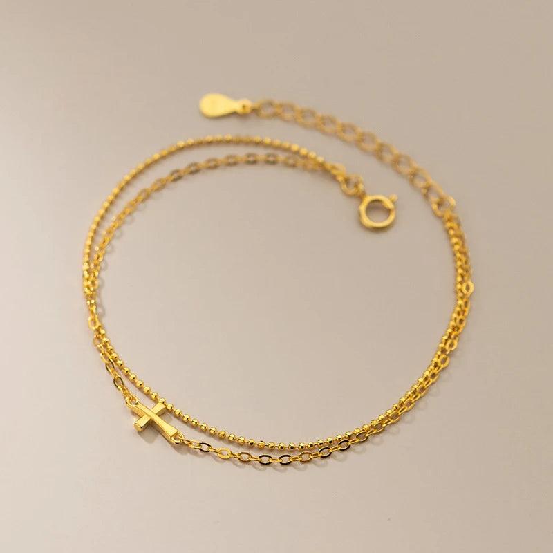 Silver 925 Sterling Double Layer Chain Bracelet