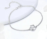 925 Silver Cat Heart Link Bracelet Women Silver Jewelry Gift