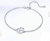 925 Silver Cat Heart Link Bracelet Women Silver Jewelry Gift