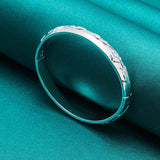 925 Silver Engraved Flower Bracelet for Women