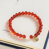 Vintage Red Agate Jade Beaded Bracelet Ethnic Jewelry