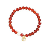 Vintage Red Agate Jade Beaded Bracelet Ethnic Jewelry