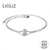 925 Silver Geometric Cubic Charm Bracelet for Women, Adjustable Chain Jewelry