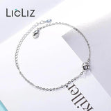925 Silver Geometric Cubic Charm Bracelet for Women, Adjustable Chain Jewelry