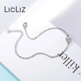 925 Silver Geometric Cubic Charm Bracelet for Women, Adjustable Chain Jewelry