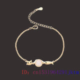 Jade Cat Bracelets Natural Man Bangles Gemstones Charms Chinese Amulets Bracelet