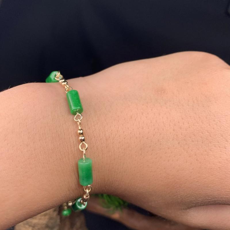 Green Jade Cylinder Bracelets for Women Emerald Chinese Gift Jewelry Bangle