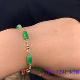 Green Jade Cylinder Bracelets for Women Emerald Chinese Gift Jewelry Bangle