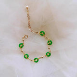 Green Jade Donut Bracelets 925 Silver Man Carved Jewelry