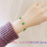 Green Jade Donut Bracelets 925 Silver Man Carved Jewelry