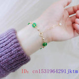 Green Jade Donut Bracelets 925 Silver Man Carved Jewelry