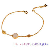 925 Silver Natural Chalcedony Jade Bracelet Bangle