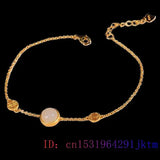 925 Silver Natural Chalcedony Jade Bracelet Bangle