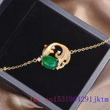 Green Jade Carp Bracelet 925 Silver Stone Natural Gift Chalcedony
