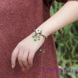 Green Jade Flower Bracelets Chalcedony Chinese Stone Gift Jewelry Bangle