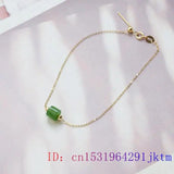 Green Jade Bracelet Chalcedony Amulet Vintage 925 Silver Jewelry