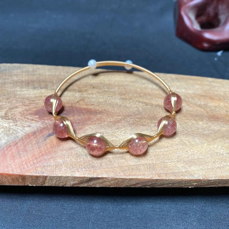 Strawberry Beaded Bracelet Gift Vintage Jade Talisman 925 Silver Jewelry