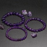 Natural Amethyst Bracelet Women Couple Stone 6 8 10mm Bead Bangles