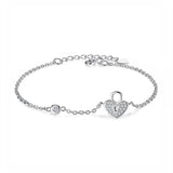 925 Silver Bracelet Key Lock Bangle CZ Crystal Love Chain