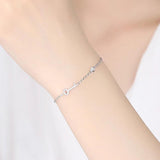925 Silver Bracelet Key Lock Bangle CZ Crystal Love Chain