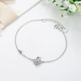 925 Silver Bracelet Key Lock Bangle CZ Crystal Love Chain