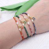 925 Silver Turquoise Beads Heart Pearl Bracelet