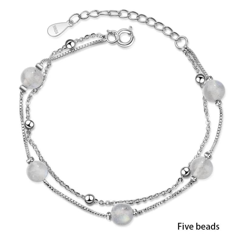 925 Silver Double Moonstone Bracelets, Romantic Jewelry