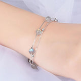 925 Silver Double Moonstone Bracelets, Romantic Jewelry