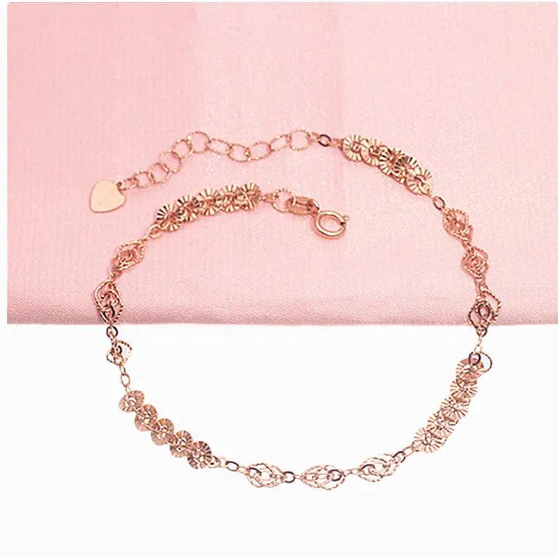 Purple Plated 14K Rose Lace Chain Charm Bracelet