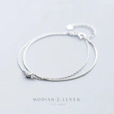 Luminous Clear CZ Double Layer Bracelet 925 Sterling Silver Fine Jewelry