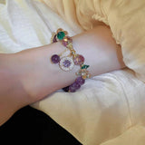 Purple Crystal Zircon Agate Round Bracelet for Girls