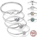 925 Silver Sparkling Butterfly Paw Heart Chain Bracelet