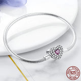 925 Silver Sparkling Butterfly Paw Heart Chain Bracelet