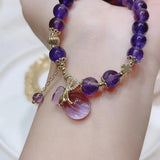 Vintage Natural Amethyst Beaded Bracelet