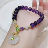 Vintage Natural Amethyst Beaded Bracelet