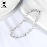 925 Silver Heart Link Chain Bracelet 6.5-8 Inch