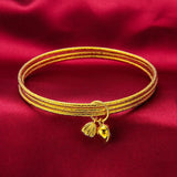 BR162 24KT Bracelet Bangle for Women, Three Laps, Clouds Design