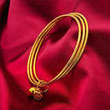 BR162 24KT Bracelet Bangle for Women, Three Laps, Clouds Design