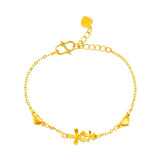 BR213 Flowers Heart 24KT Bracelet