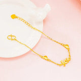 BR213 Flowers Heart 24KT Bracelet