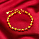 24KT Lucky Beads Chain Bracelet Fine Jewelry Gift