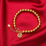 BR160 Beads Chain Bracelet 24KT Round Fine Jewelry Woman Gift