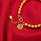 BR160 Beads Chain Bracelet 24KT Round Fine Jewelry Woman Gift